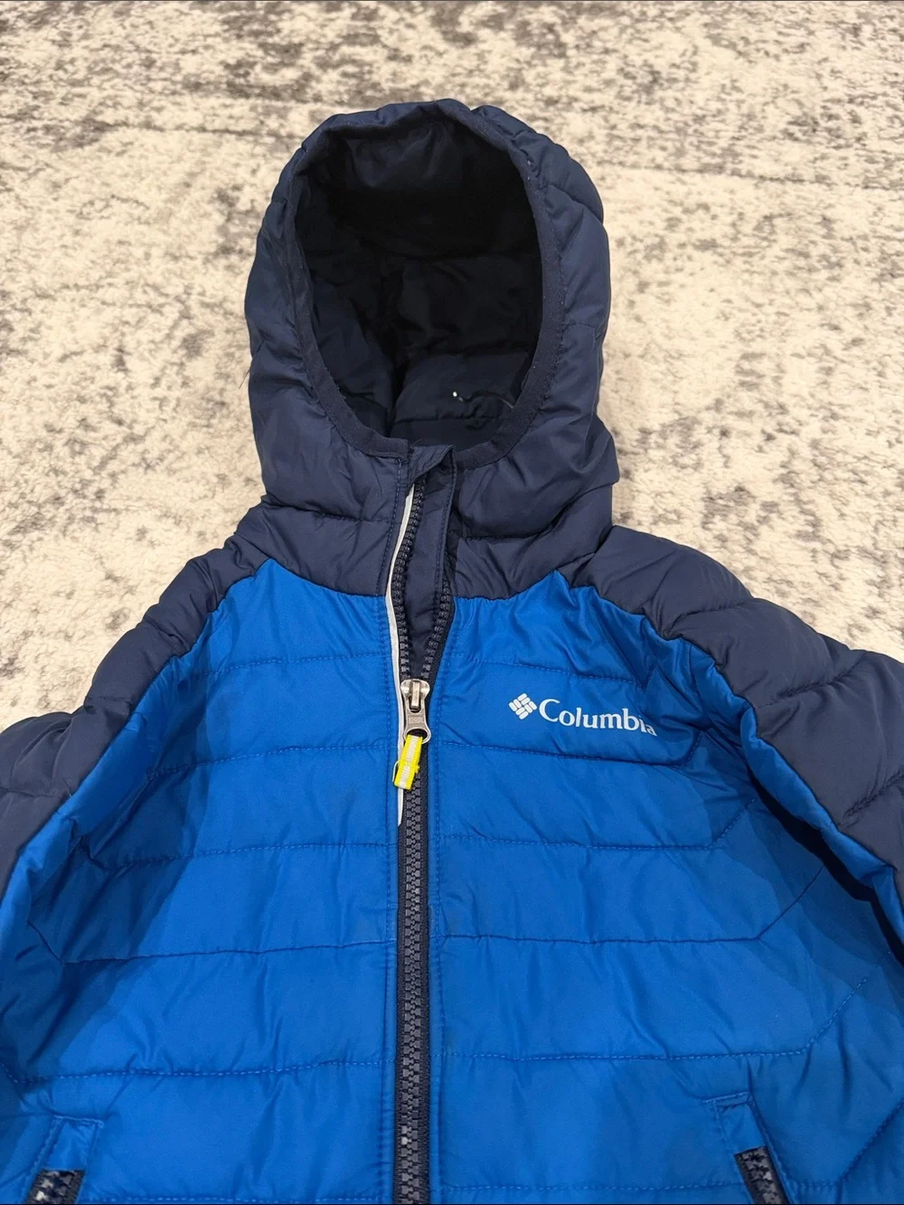 Columbia Two-Tone Blue Hooded Puffer Jacket for Kids